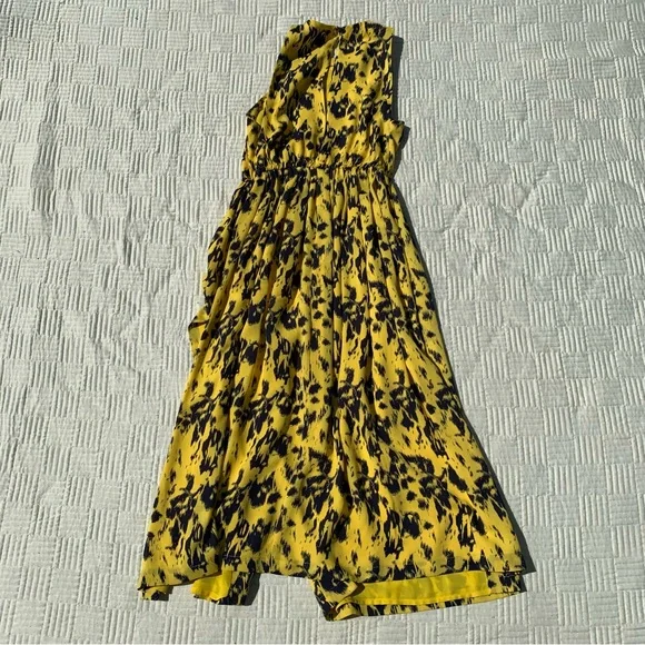 Yigal Azrouël Yellow and Navy Blue Halter Dress Size 8 - Picture 7 of 9